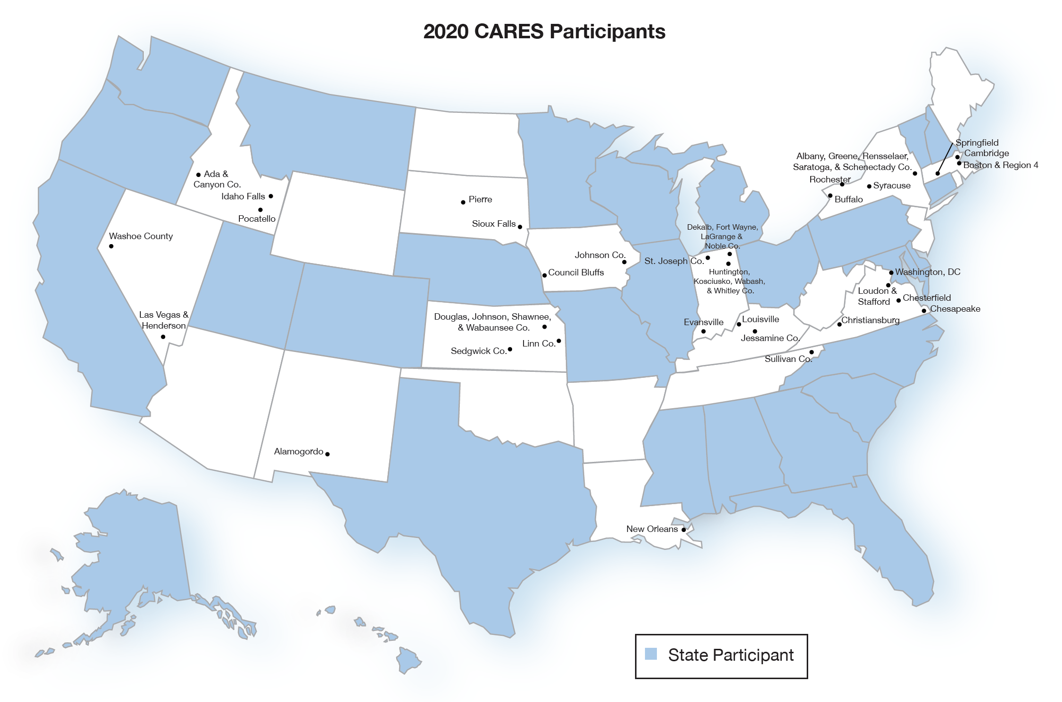 Map of Current CARES Sites